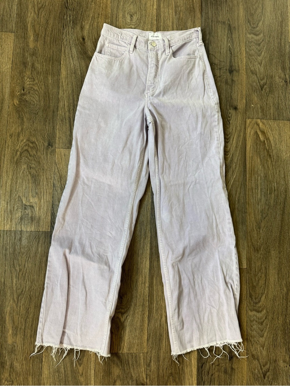FRAME Women's High’N’Tight Wide-Leg Jeans Lilac Light Wash Cotton Denim 27 - Picture 2 of 11
